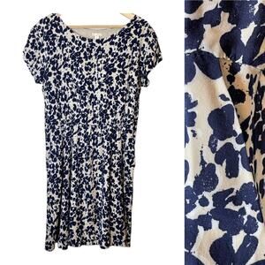 Gap Short Sleeve Abstract Floral Dress Pockets Small Tall